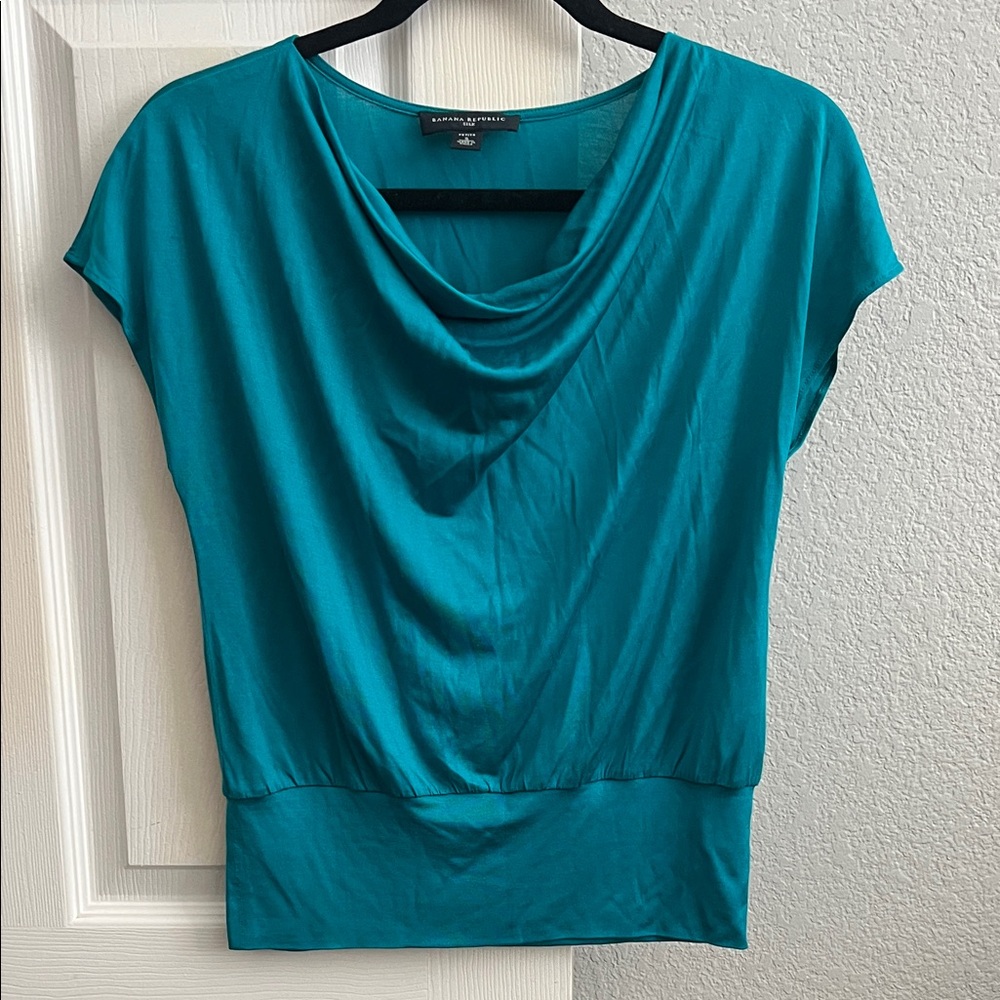 Banana Republic Teal Cowl Neck Blouse